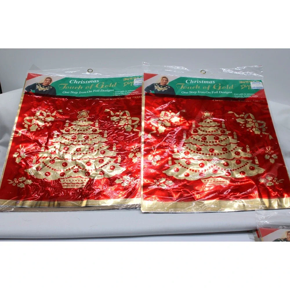 VTG Christmas Touch of Gold Iron On Foil Transfers Dizzle 1993 NEW Lot of 5